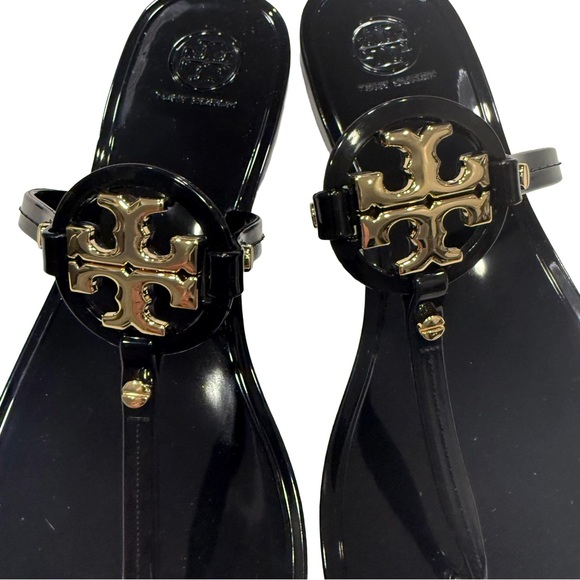 Tory Burch Womens Mini Miller Flat Thong Sandals Black Rubber Size 8 NEW! - Picture 1 of 10